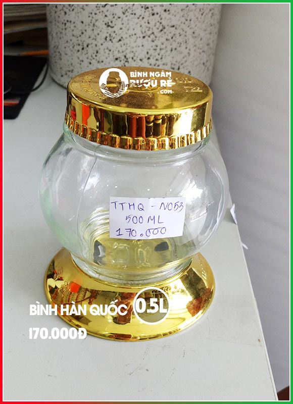 B&igrave;nh ng&acirc;m rượu thủy tinh H&agrave;n Quốc 0.5L (500ml) cỡ nhỏ