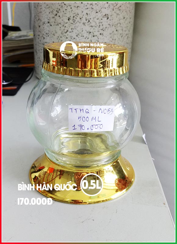 B&igrave;nh ng&acirc;m rượu thủy tinh H&agrave;n Quốc 0.5L (500ml) cỡ nhỏ