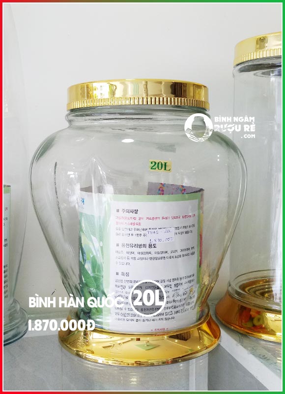 B&igrave;nh ng&acirc;m rượu thủy tinh H&agrave;n Quốc 20L cao cấp