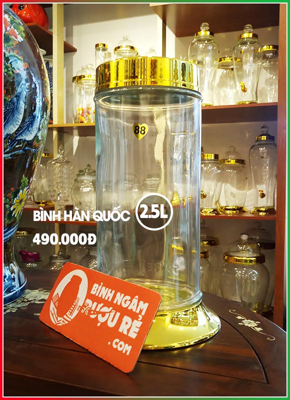 B&igrave;nh ng&acirc;m rượu thủy tinh H&agrave;n Quốc 2L5 (B&igrave;nh trụ) 