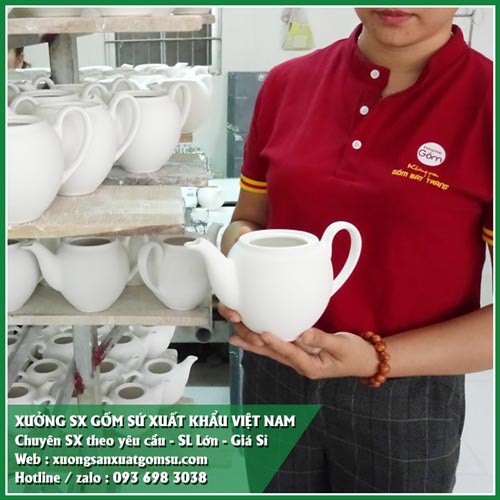 Địa chỉ b&aacute;n bộ b&igrave;nh tr&agrave; sứ trắng việt nam xuất khẩu