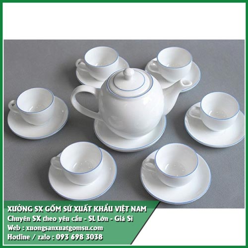 Địa chỉ b&aacute;n bộ b&igrave;nh tr&agrave; sứ trắng việt nam xuất khẩu