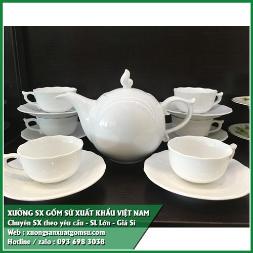 Địa chỉ b&aacute;n bộ b&igrave;nh tr&agrave; sứ trắng việt nam xuất khẩu